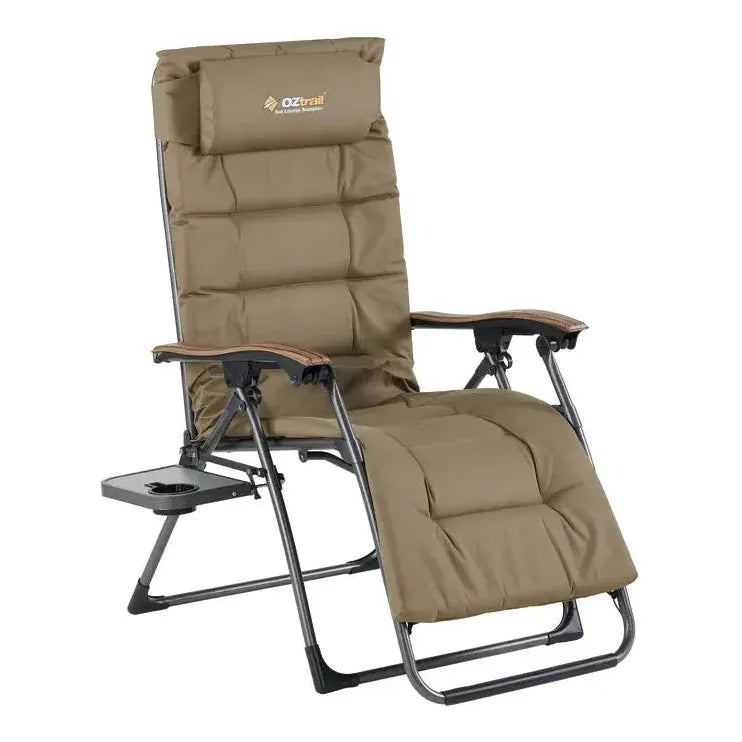 Load image into Gallery viewer, OZTRAIL BRAMPTON Sun Lounge Chair With Side Table &amp; Drink Holder 150 kg
