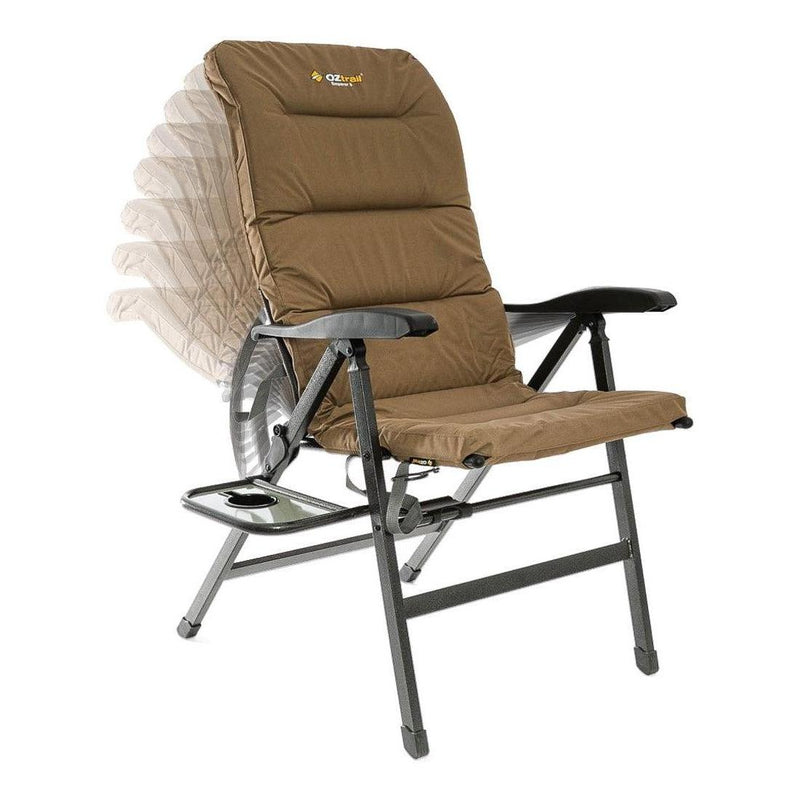 Load image into Gallery viewer, OZTRAIL Emperor 8 Position Recliner Chair Inc Side Table&amp; Drink Holder
