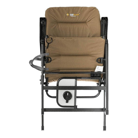 OZTRAIL Emperor 8 Position Recliner Chair Inc Side Table& Drink Holder
