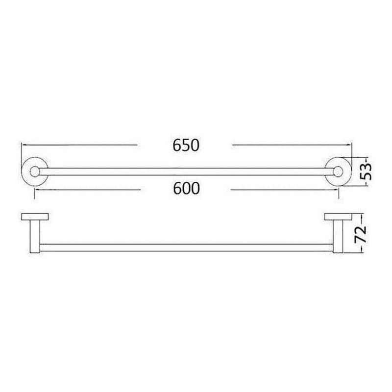 Load image into Gallery viewer, Opus Round Single Rail Towel Rack 600mm Black

