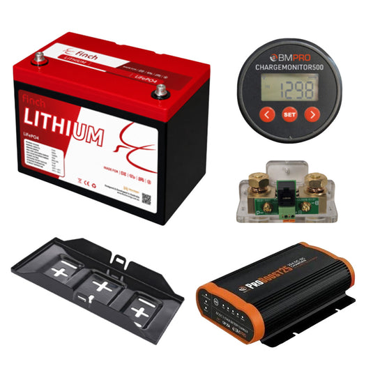 Premium Canopy Lithium Battery Kit - 150AH Lithium Battery / Pro Boost 25 DC-DC Charger & Battery Monitor