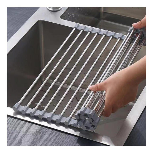 Roll Up Foldable Dish Drying Rack 330 x 425mm - Brushed Satin