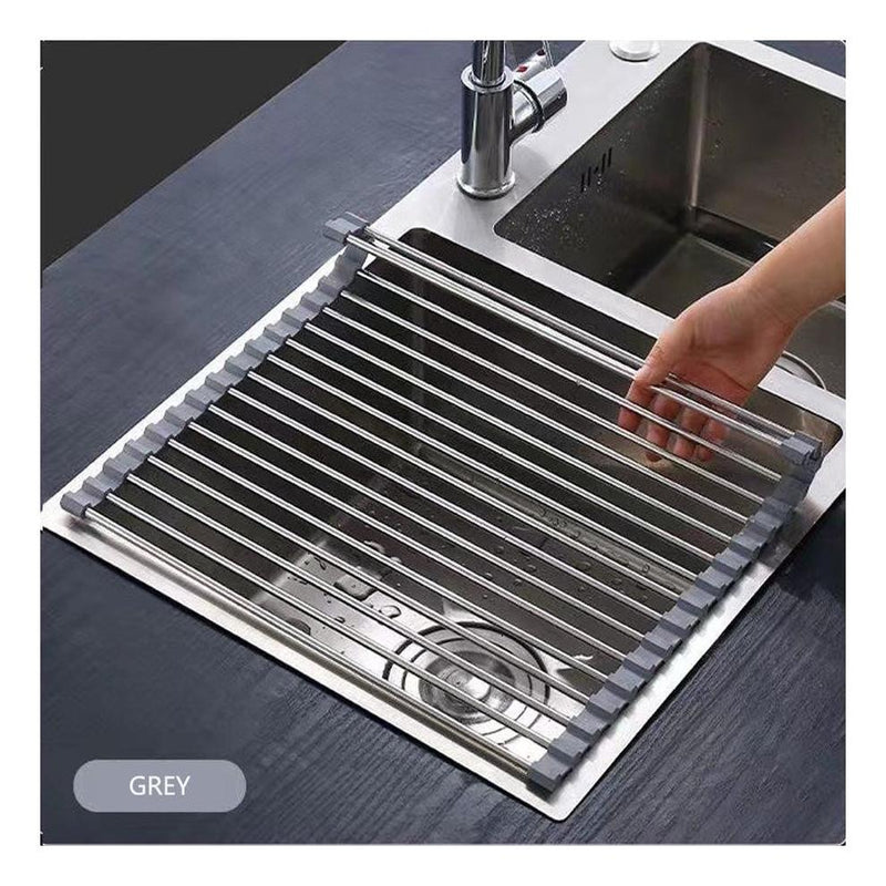 Load image into Gallery viewer, Roll Up Foldable Dish Drying Rack 330 x 425mm - Gun Metal
