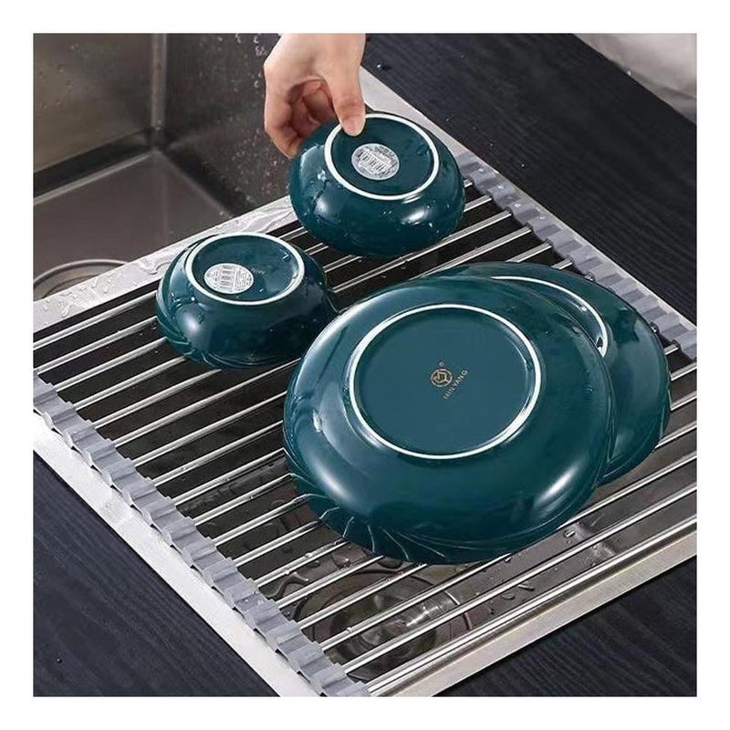 Load image into Gallery viewer, Roll Up Foldable Dish Drying Rack 330 x 425mm - Matte Black

