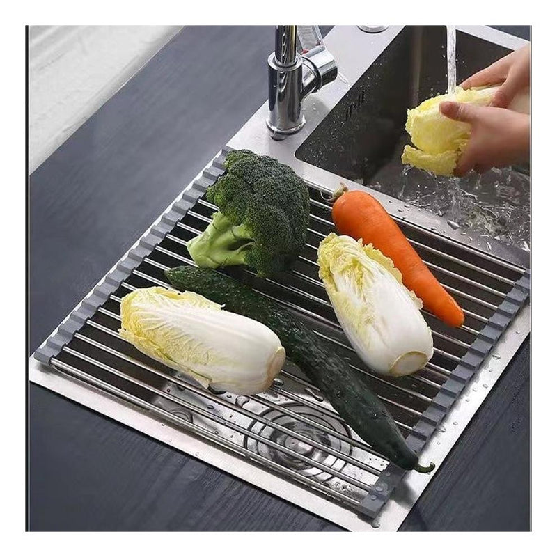 Load image into Gallery viewer, Roll Up Foldable Dish Drying Rack 330 x 425mm - Matte Black
