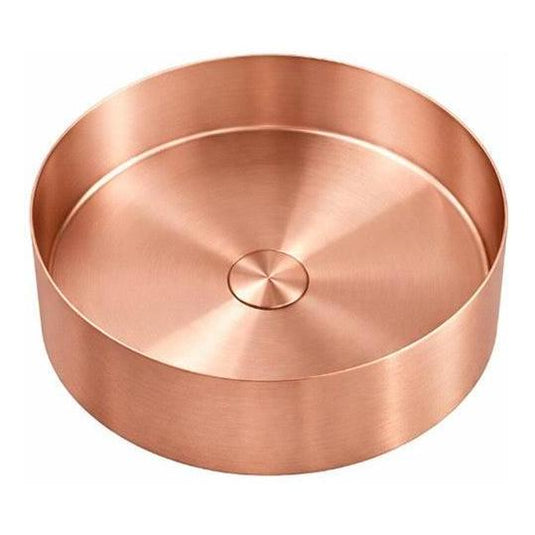 Round Single Bowl Sink Basin 360mm - Stainless Steel Rose Gold Including Waste