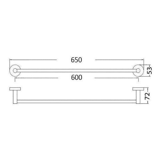 Round Single Rail Towel Rack 600mm Black