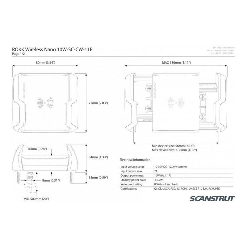 Load image into Gallery viewer, Scanstrut ROKK 12/24V 10W Compact Waterproof Wireless Mount Phone Charger
