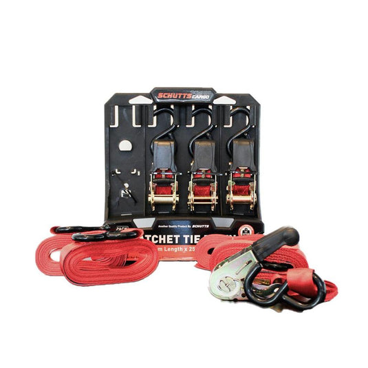 Schutts Quick Release Ratchet Tie Down 25mm x 4.6m x 4 Pack
