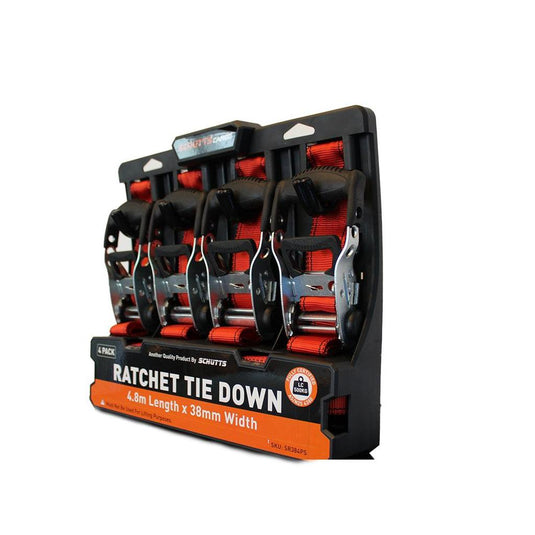 Schutts Quick Release Ratchet Tie Down 38mm x 4.8m x 4 Pack