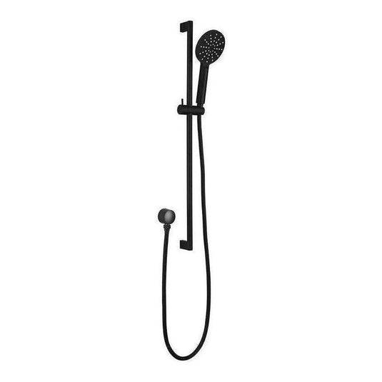 Shower Head On Rail Round Black