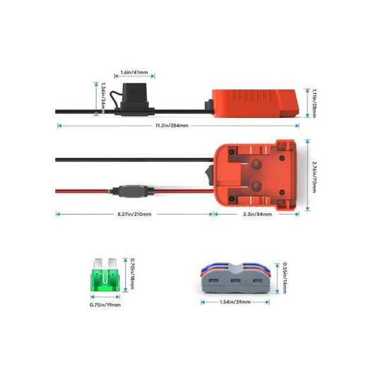 Starlink Mini Milwaukee Battery Adaptor With DC Power Cable Charger Inc Fuse and Switch