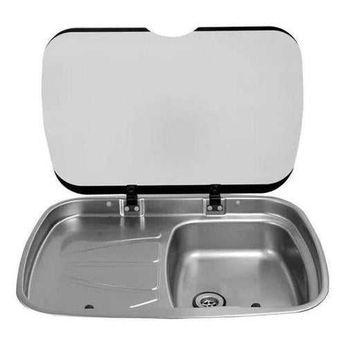 Thetford Argent MK3 Stainless Sink - Left Hand Drainer with Glass Lid