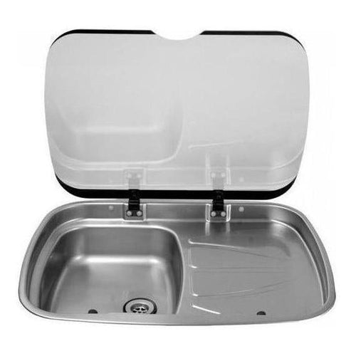Thetford Argent MK3 Stainless Sink - Right Hand Drainer with Glass Lid
