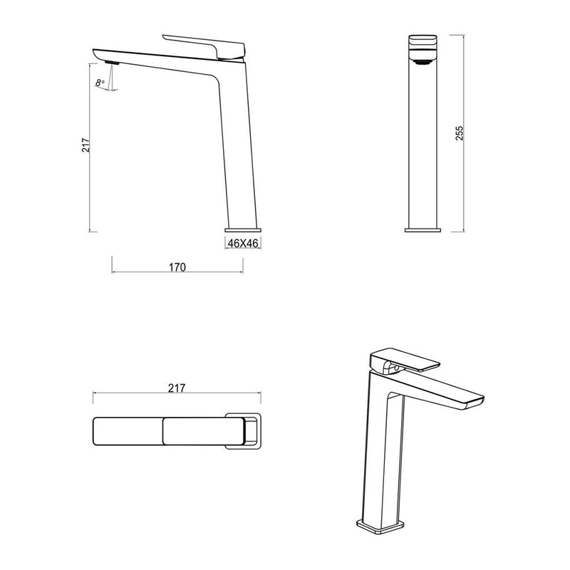 Load image into Gallery viewer, Tiago Tall Square Handle Basin Sink Tap Mixer Chrome
