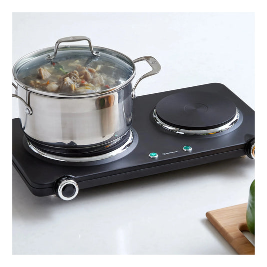 Westinghouse 1500W Twin Electric Cooktop Hot Plate 470 x 280 x 80mm