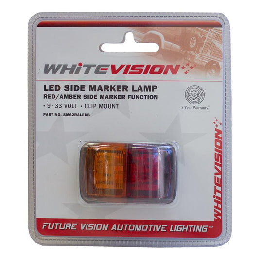 Whitevision 9 - 33V LED Side Red / Amber Marker Inc 0.5m Cable Red / Amber Lense Blister