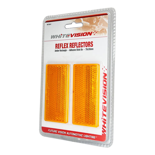 Whitevision Amber Reflector 70 x 30 x 7.5mm Inc Adhesive Backing 2 PCS Blister