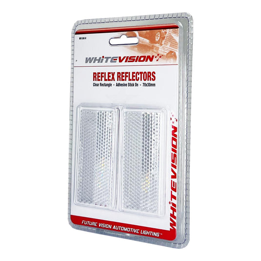 Whitevision Clear Reflector 70 x 30 x 7.5mm Inc Adhesive Backing 2 PCS Blister