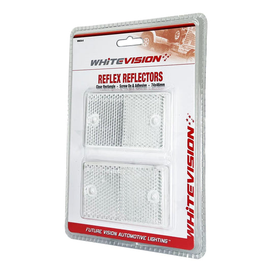 Whitevision Clear Reflector 75 x 46 x 7.5mm Inc Adhesive Backing & Screw Mount 2 PCS Blister
