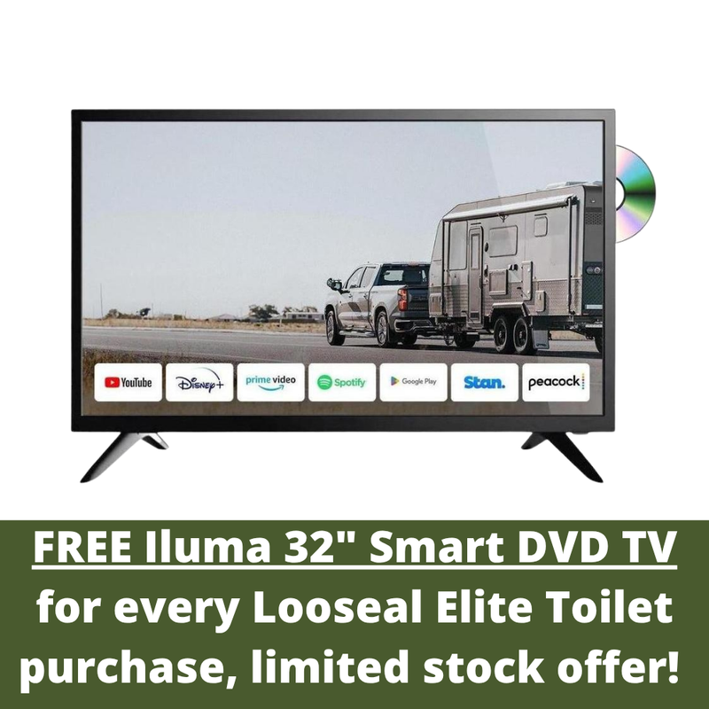 Load image into Gallery viewer, LooSeal Elite Auto Sealing Waterless Toilet White Inc Bonus 32 Inch 81cm TV
