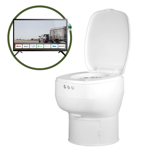 LooSeal Elite Auto Sealing Waterless Toilet White Inc Bonus 32 Inch 81cm TV